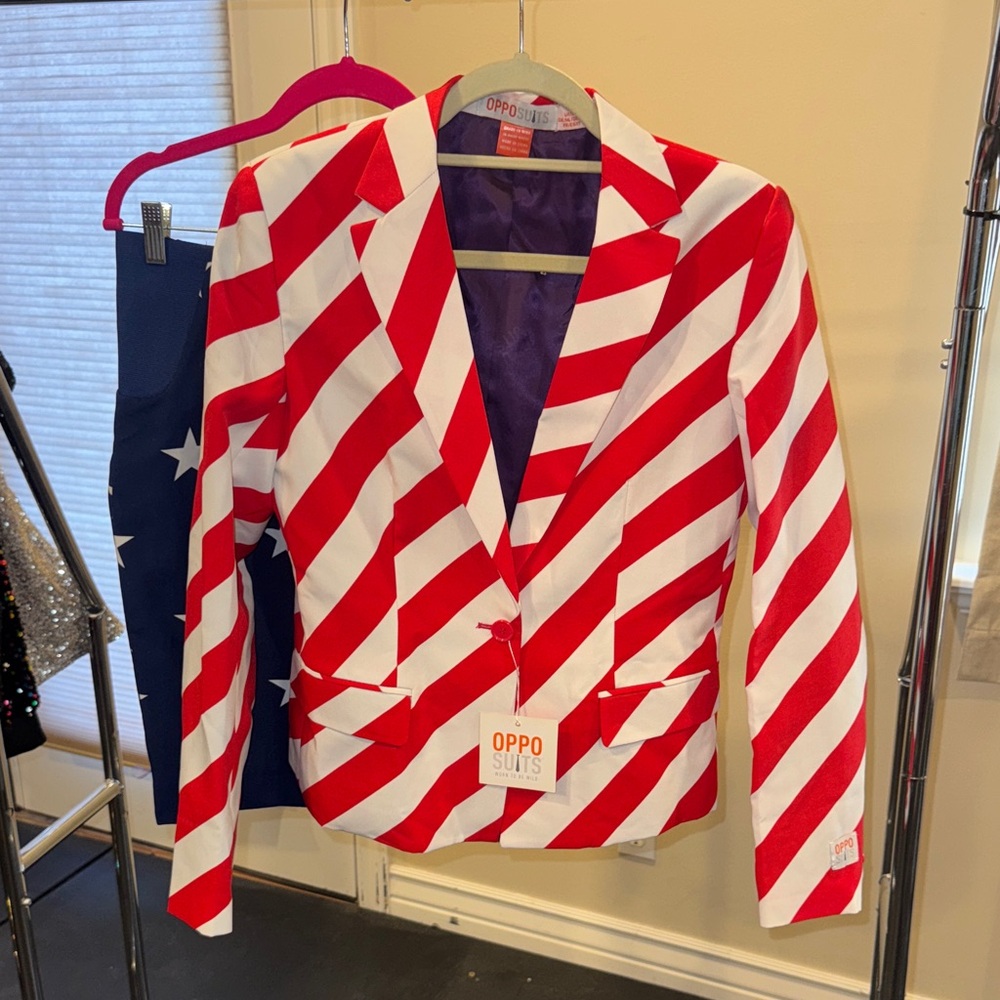 OppoSuits Patriotic Red and White Blazer